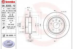 Гальмівний диск BREMBO 08830511 на SAAB 9-5 седан (YS3E)