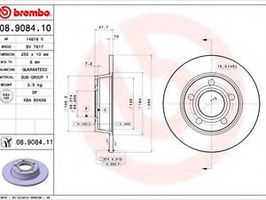 Гальмівний диск BREMBO 08908411 на AUDI A6 седан (4B2, C5)
