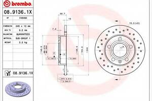 Гальмівний диск BREMBO 0891361X на AUDI A4 (8E2, B6)