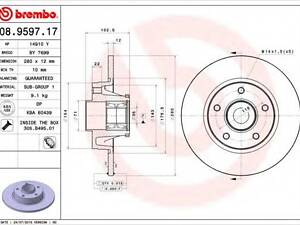 Гальмівний диск BREMBO 08959717 на RENAULT TRAFIC II автобус (JL)