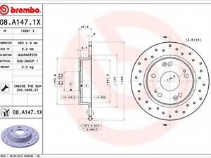 Гальмівний диск BREMBO 08A1471X на HONDA BALLADE VIII седан (FD, FA)