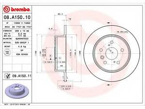 Гальмівний диск BREMBO 08A15011 на LEXUS RX (MCU15)