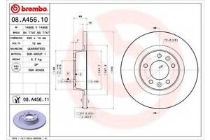 Гальмівний диск BREMBO 08A45610 на FIAT SCUDO фургон (272, 270_)