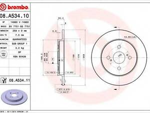 Тормозной диск BREMBO 08A53410 на ASTON MARTIN CYGNET