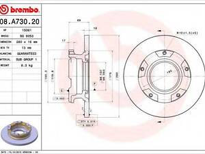 Гальмівний диск BREMBO 08A73020 на FORD TRANSIT автобус