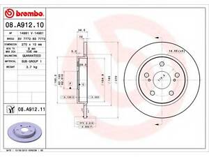 Гальмівний диск BREMBO 08A91210 на TOYOTA BLADE (NRE15_, ZZE15_, ADE15_, ZRE15_, NDE15_)