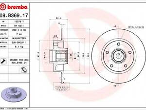 Гальмівний диск BREMBO 08B36917 на RENAULT MEGANE III Наклонная задняя часть (BZ0_)