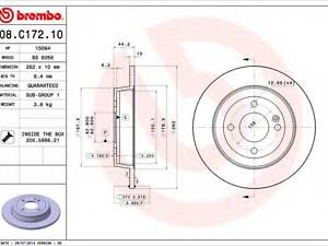 Гальмівний диск BREMBO 08C17210 на HYUNDAI SOLARIS IV (RB)