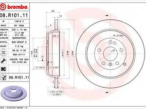 Гальмівний диск BREMBO 08R10111 на MERCEDES-BENZ R-CLASS (W251, V251)