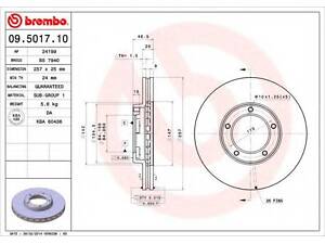 Гальмівний диск BREMBO 09501710 на VW TARO