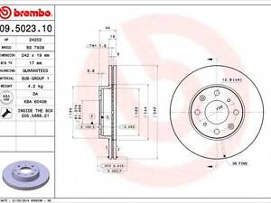 Гальмівний диск BREMBO 09502310 на HONDA BALLADE IV седан (ED)