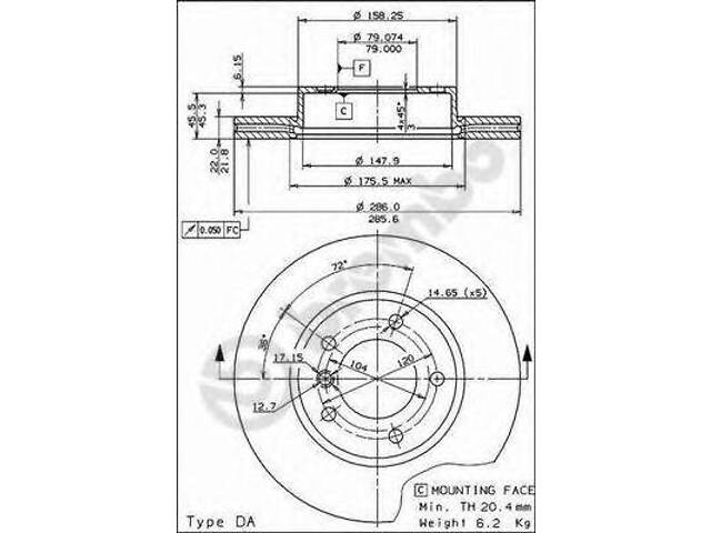 Гальмівний диск BREMBO 09539031 на BMW 3 седан (E36)