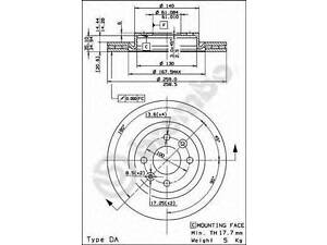 Гальмівний диск BREMBO 09580224 на RENAULT 19 Mk II кабрио (D53_, 853_)