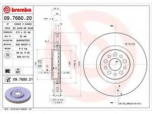 Гальмівний диск BREMBO 09768021 на CITROËN C8 (EA_, EB_)