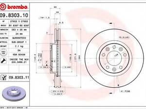 Тормозной диск BREMBO 09830310 на PEUGEOT 407 седан (6D_)