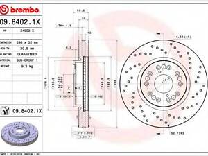 Гальмівний диск BREMBO 0984021X на LEXUS GS седан (JZS147)
