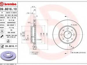Гальмівний диск BREMBO 09861610 на FIAT PANDA (169)