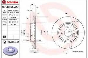 Тормозной диск BREMBO 09865521 на MINI MINI (R50, R53)