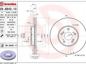 Тормозной диск BREMBO 09884011 на HONDA ACCORD VIII (CM)