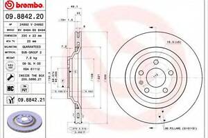 Гальмівний диск BREMBO 09884221 на AUDI A6 седан (4F2, C6)