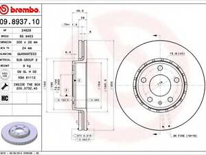 Гальмівний диск BREMBO 09893710 на RENAULT TRAFIC II автобус (JL)