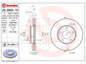 Гальмівний диск BREMBO 09895311 на MAZDA TRIBUTE вездеход закрытый (EP)