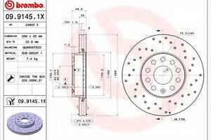 Тормозной диск BREMBO 0991451X на SKODA SUPERB седан (3U4)