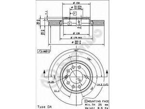 Гальмівний диск BREMBO 09916211 на CADILLAC BLS