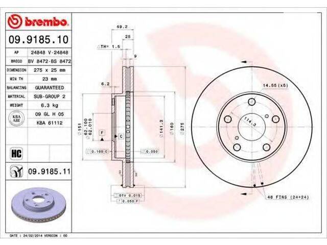 Гальмівний диск BREMBO 09918510 на TOYOTA RAV 4 Mk II (CLA2_, XA2_, ZCA2_, ACA2_)