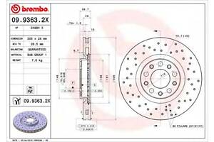 Гальмівний диск BREMBO 0993632X на ALFA ROMEO GIULIETTA (940)