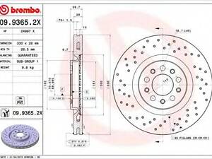 Тормозной диск BREMBO 0993652X на ALFA ROMEO GIULIETTA (940)