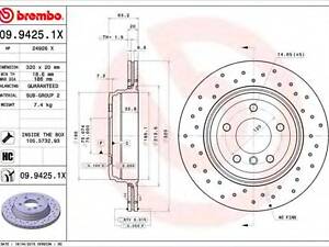 Тормозной диск BREMBO 0994251X на BMW 5 седан (E60)