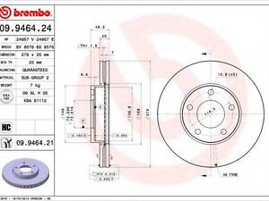 Гальмівний диск BREMBO 09946421 на MAZDA PREMACY (CW)