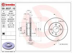 Гальмівний диск BREMBO 09953710 на HYUNDAI EXCEL II (LC)