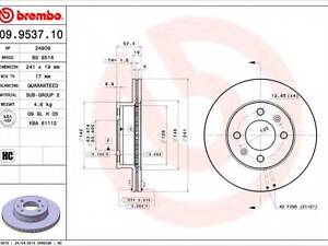 Гальмівний диск BREMBO 09953710 на HYUNDAI EXCEL II (LC)