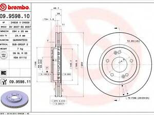 Гальмівний диск BREMBO 09959811 на HYUNDAI SANTA FÉ I (SM)