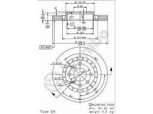 Гальмівний диск BREMBO 09960824 на DAEWOO ESPERO седан (KLEJ)