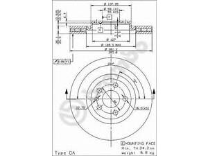 Гальмівний диск BREMBO 09960924 на PEUGEOT 806 (221)