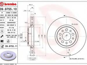 Гальмівний диск BREMBO 09975511 на VOLVO XC90 I универсал