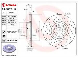 Гальмівний диск BREMBO 0997721X на VW PASSAT (362)