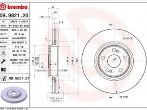 Гальмівний диск BREMBO 09982121 на RENAULT LAGUNA II (BG0/1_)