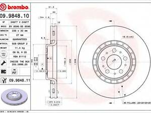 Гальмівний диск BREMBO 09984811 на VOLVO XC90 I универсал