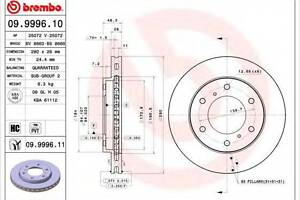 Гальмівний диск BREMBO 09999611 на MITSUBISHI SHOGUN III Вездеход открытый (V6_W, V7_W)