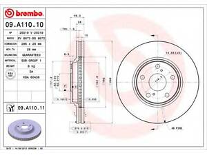 Гальмівний диск BREMBO 09A11011 на TOYOTA CAMRY седан (MCV3_, ACV3_, _XV3_)