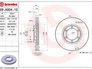 Тормозной диск BREMBO 09A30410 на MITSUBISHI COLT/RODEO (K7_T, K6_T)