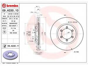 Гальмівний диск BREMBO 09A33011 на SSANGYONG MUSSO (FJ)