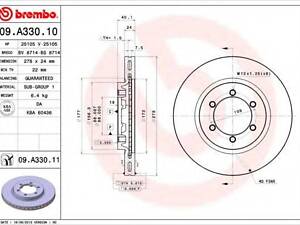 Тормозной диск BREMBO 09A33011 на SSANGYONG MUSSO (FJ)