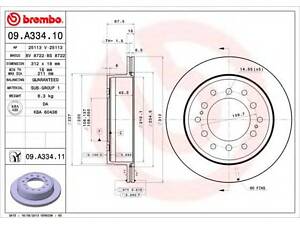 Гальмівний диск BREMBO 09A33411 на TOYOTA LAND CRUISER PRADO (_J9_)