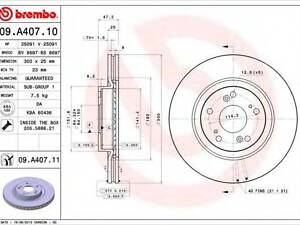 Гальмівний диск BREMBO 09A40711 на HONDA CR-V Mk II (RD_)