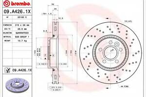 Тормозной диск BREMBO 09A4261X на VOLVO V60